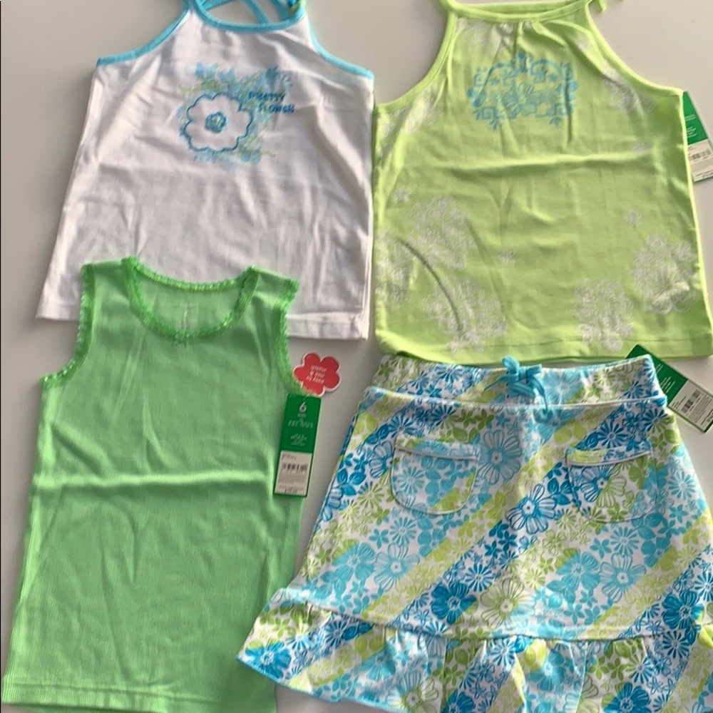 NWT Mix and match Carter’s tank tops & skort. Sz 6